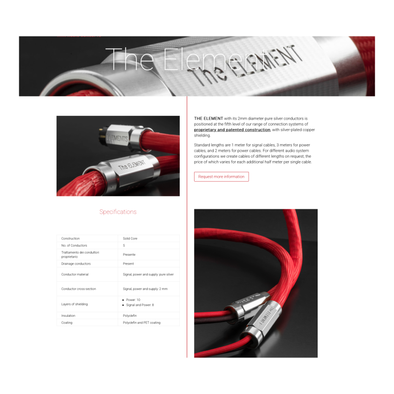 Omega Audio Concepts Cables THE ELEMENT series