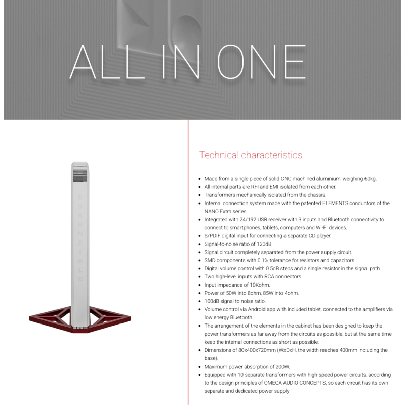 Omega Audio Concepts All In One ESSENZIALE built-in DAC and Amplifier