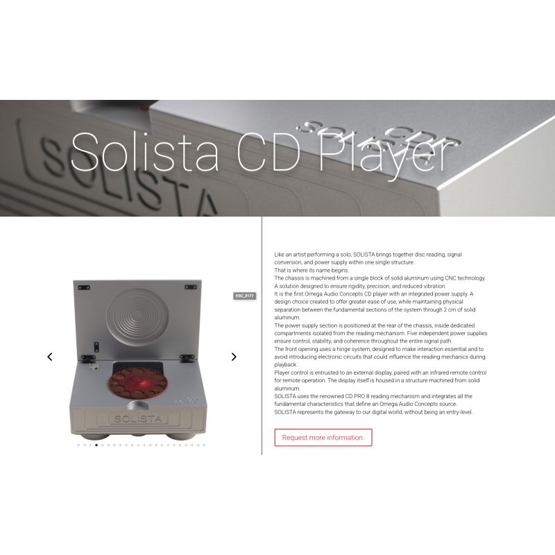 NEW: Omega Audio Concepts SOLISTA all in one CD Player, DAC and integrated power supply